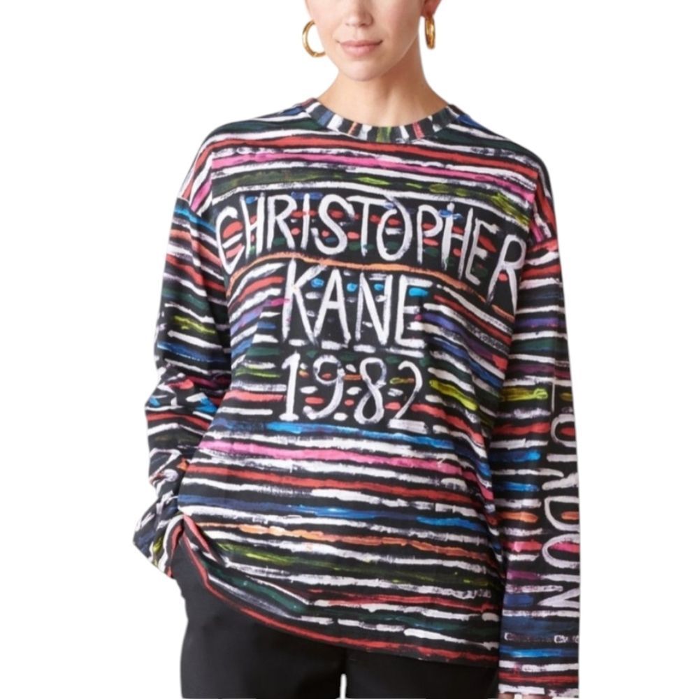 Christopher Kane 1982 Long Sleeve T-shirt Painted Print Organic Cotton Size XS